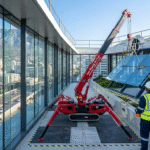 Spider crane hiring Cape Town lifting glass into a residential or commercial project.